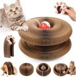 Accordion Cat Scratcher Toy with Interactive Ball