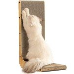 L-Shaped Wall-Mounted Cat Scratcher with Toy