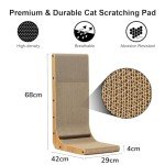 L-Shaped Wall-Mounted Cat Scratcher with Toy