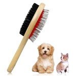 Double-Sided Wooden Dog Brush for Grooming