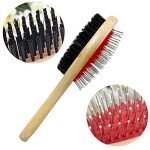 Double-Sided Wooden Dog Brush for Grooming