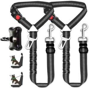 Adjustable 3-in-1 Dog Seat Belt Harness Set