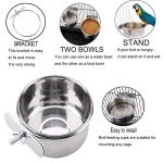 Stainless Steel Bird Feed Bowls with Clamps - 2 Pack