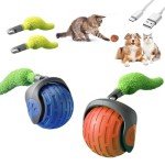 Interactive Cat Toy Balls with Feather Tails - 2 Pack
