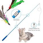 Interactive Cat Toy Set with Feather Wands and Replacements