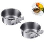 Stainless Steel Bird Feeding Cups with Clamp Holder
