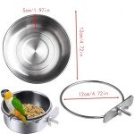 Stainless Steel Bird Feeding Cups with Clamp Holder