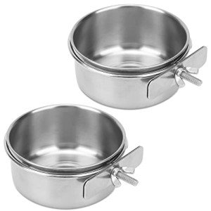 Stainless Steel Bird Bowls with Clamp - 2 Pack