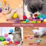 Colorful Plush Cat Toy Balls with Launcher