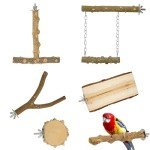 6PCS Natural Wood Bird Perches for Parrots and Macaws