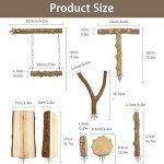 6PCS Natural Wood Bird Perches for Parrots and Macaws