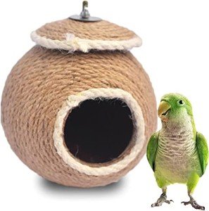 Coconut Shell Birdhouse Nest for Parakeets & More