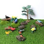 7 Mini Bird Figurines for Party Decorations