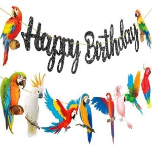 Tropical Parrot Birthday Party Banners & Cutouts