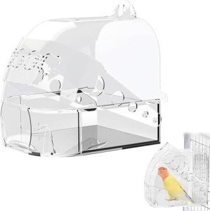 Transparent Bird Bath with Hanging Hooks and Drawer