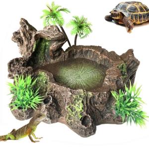 Resin Reptile Platform Tree Trunk Decor Bowl