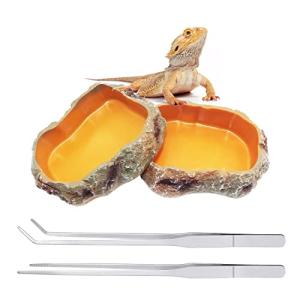 Reptile Bowl Set with Feeding Tongs and Tweezers