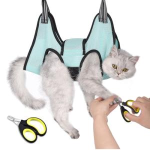 Cat Hammock Grooming Harness with Nail Clipper