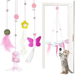 Interactive Door-Hanging Cat Feather Toy