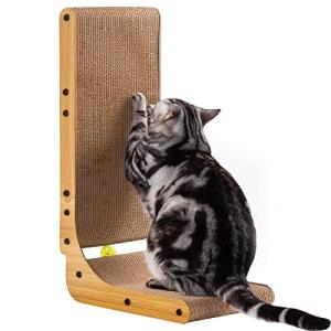 L-Shaped Cat Scratcher with Ball Toy & Catnip