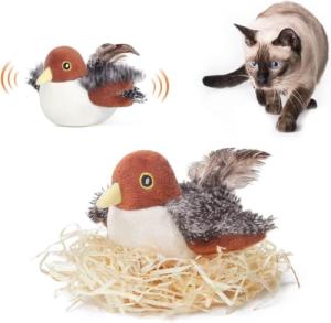 Rechargeable Flapping Bird Cat Toy with Chirping Sound