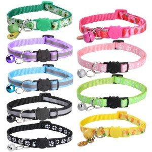 9-Color Adjustable Breakaway Cat Collars with Bells