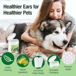 Natural Ear Wipes for Dogs and Cats, 50 Count