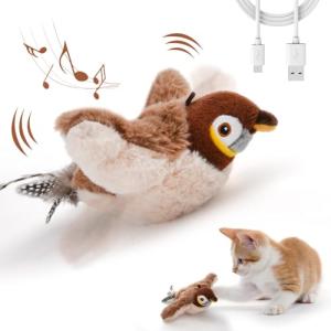 Interactive Cat Toy with Rechargeable Chirping Bird