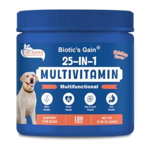 Biotic's Gain 25-in-1 Dog Multivitamins, Chicken Chews