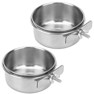 Stainless Steel Bird Bowls with Clamp - 2 Pack