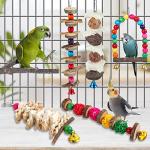 Wooden Bird Perch and Toy Set for Small Birds