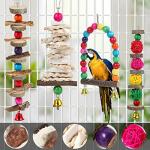 Wooden Bird Perch and Toy Set for Small Birds