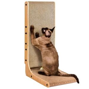 EHEYCIGA L-Shaped Cardboard Cat Scratcher with Toy