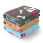 3 Pack Premium Fleece Pet Blankets - Paw Print