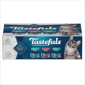 Blue Buffalo Tastefuls Natural Flaked Wet Cat Food Variety Pack, Tuna, Chicken and Fish & Shrimp Entrées in Gravy 5.5-oz Cans (12 Count - 4 of Each)