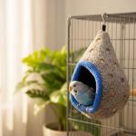 MuYaoPet Bird Parrot Nest Hammock for Parakeet Conure Lovebird Small Animal Hamster Sugar Glider Hanging Bed Hideout House (S(Length:6.2inch), Gray)