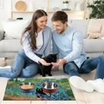 Black Cat Absorbent Pet Feeding Mat 12x20