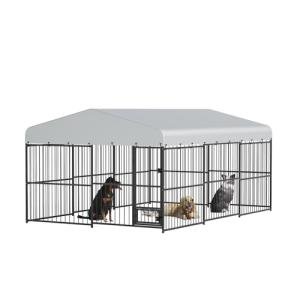 Outdoor Dog Kennel with Roof and Waterproof Cover