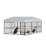 Outdoor Dog Kennel with Roof and Waterproof Cover