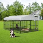 Outdoor Dog Kennel with Roof and Waterproof Cover