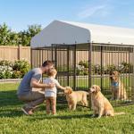 Outdoor Dog Kennel with Roof and Waterproof Cover