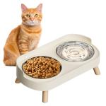 Raised Cat Bowl Set with Stainless Steel Bowls