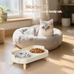 Raised Cat Bowl Set with Stainless Steel Bowls