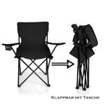 BigDean Faltstuhl Schwarz mit Getränkehalter und Tasche