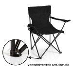 BigDean Faltstuhl Schwarz mit Getränkehalter und Tasche