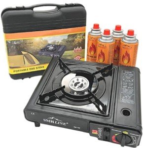 SMH LINE® Campingkocher Set mit 4 Gaskartuschen