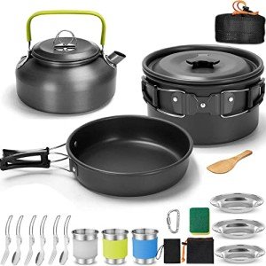 Camping Geschirr Set aus Aluminium für 3 Personen