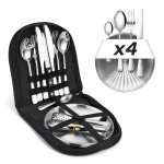 Camping Geschirr Set für 4 Personen – Edelstahl