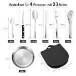 Camping Geschirr Set für 4 Personen – Edelstahl