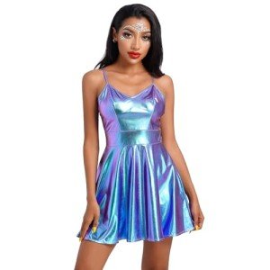 Damen Metallic Space Girl Kostüm für Festivals